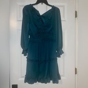 Elegant Teal Ruffle Dress